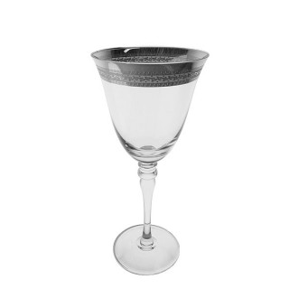 Patterned Silver Rim Red Wine Glass