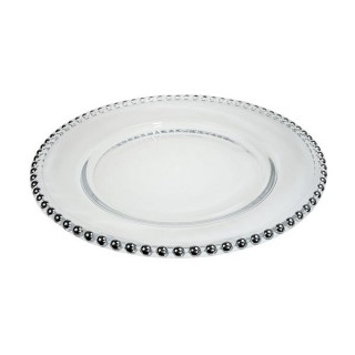 Silver Beaded Glass Plate