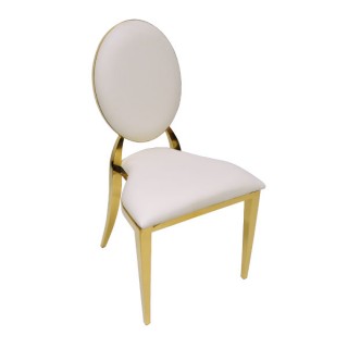 Gold Louis Chair - White Leather