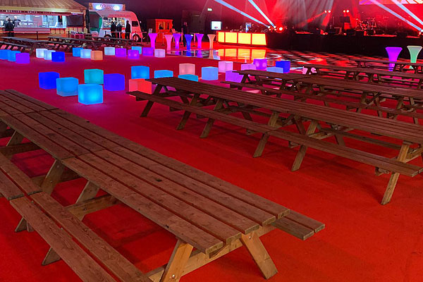 Picnic benches for indoor events