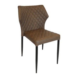 Brown Quilted Leather Dining Chair