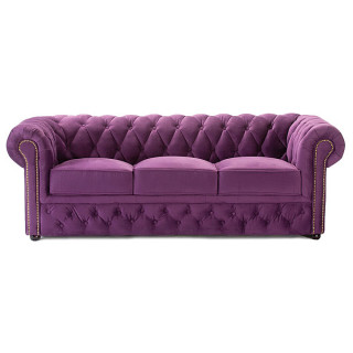 3 Seater Purple Fabric Chesterfield Sofa