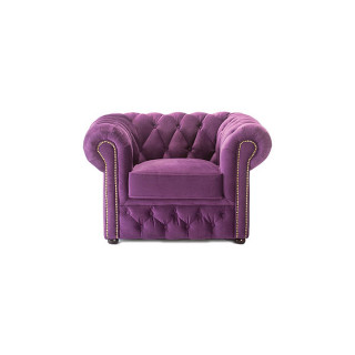 Purple Fabric Chesterfield Armchair