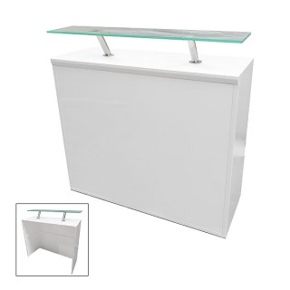 Modular White Reception Desk 450 With Perspex Shelf