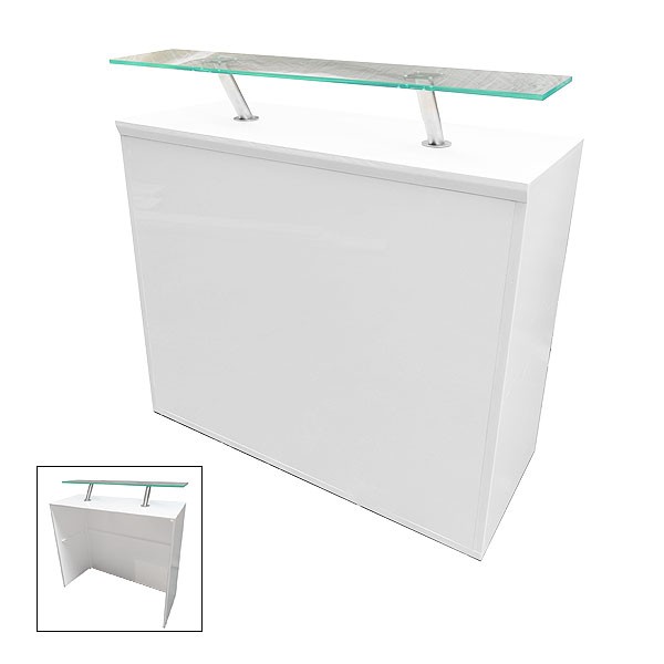 Modular White Reception Desk 500 With Perspex Shelf
