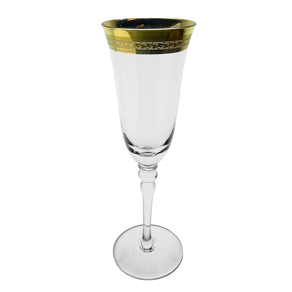 Patterned Gold Rim Champagne Glass