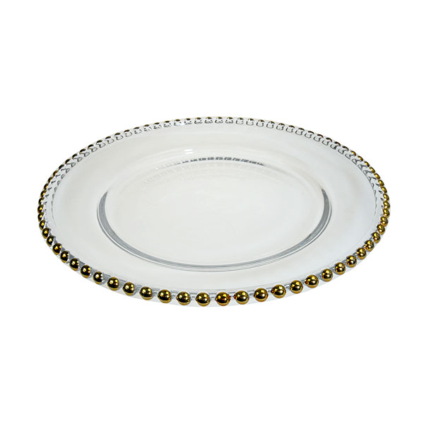 Glass Gold Beaded Plate