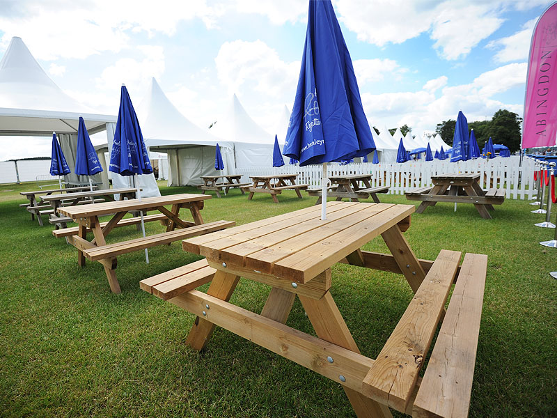 picnic benches