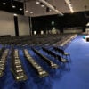 charcoal iso chairs lined up at a conferences
