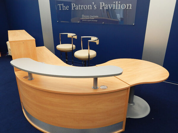 15042 reception curved unit and shelf hire