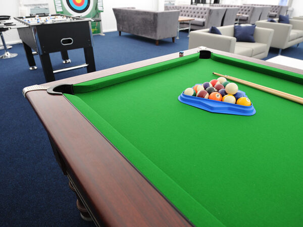 pool table and table football in the player lounge for major sporting event