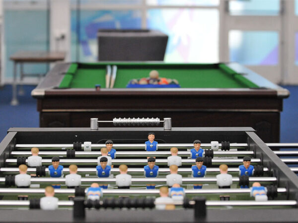 table football and pool table in the player lounge for major sporting event