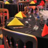 cabernet glassware and kings cutlery with gold napoleon chairs