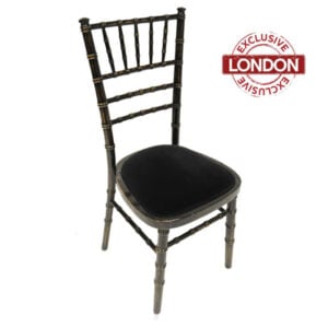 blackwash chiavari chair with black seat pad