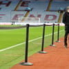 black retracting belt barriers on pitch edge at the villa birmingham