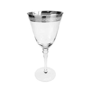Patterned Silver Rim Wine Glass 11oz