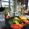 black mattone plate plated with lobster