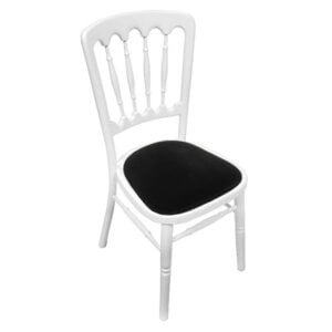 white napoleon chair with black seat pad