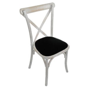 buttermilk cross back chair with black seat pad