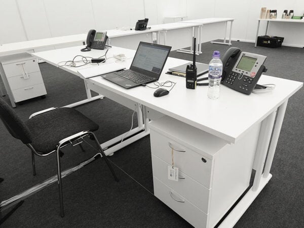 charcoal iso chair with office desk and pedestal draws in an event organisers office