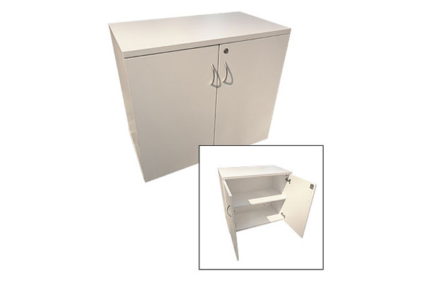 Low white lockable cupboard