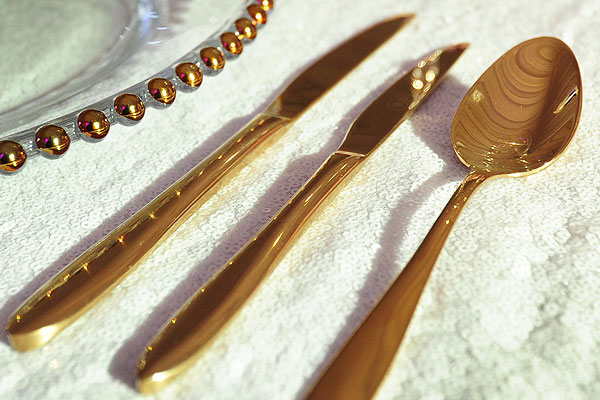 New range of Allure gold cutlery for hire