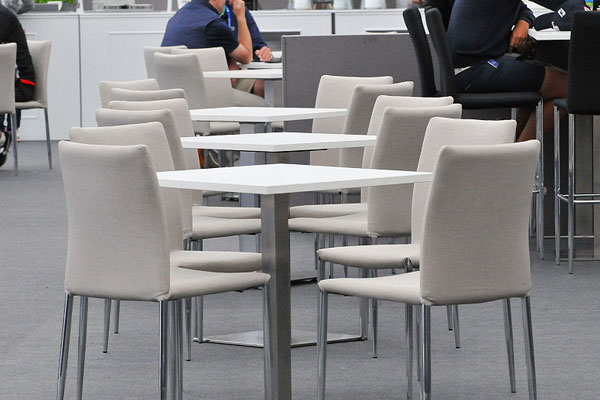 Biscuit Rio chairs & square Piazza bistro tables make a stunning combination