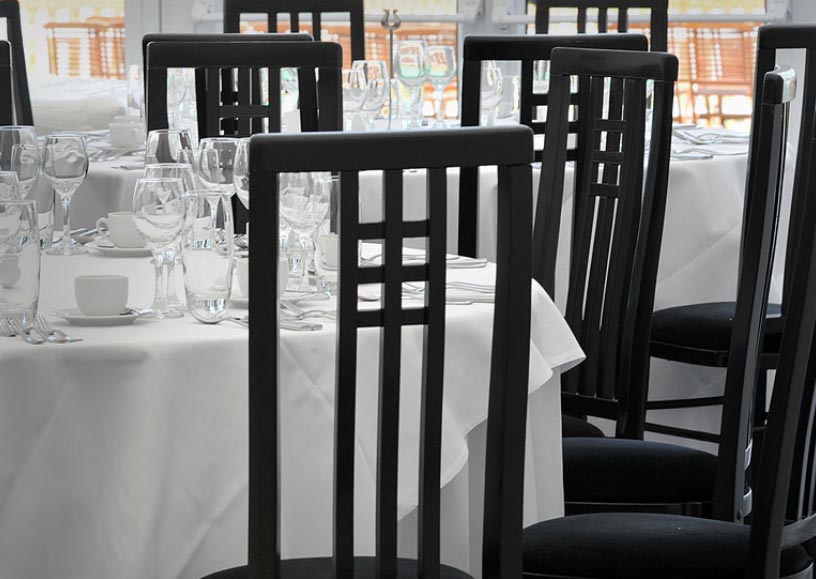 Black Calcutta dining chairs for hire