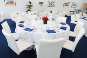 Create luxury dining areas with white leather Rio chairs