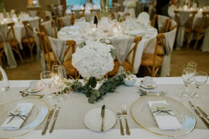 Cross back wedding chairs look stunning