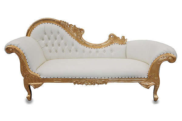 Gold chaise longue sofa hire