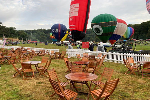 Hardwood furniture hire for outdoor events