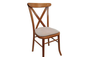Light oak cross back wedding chairs