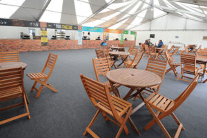 Hire hardwood furniture for indoor catering areas at your event