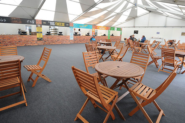 Hire hardwood furniture for indoor catering areas at your event