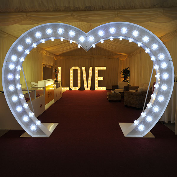 Illuminated heart arch hire for weddings