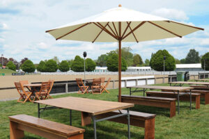 Large 4m parasol with granite base