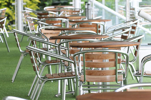 Teak & aluminium furniture hire for hospitality areas