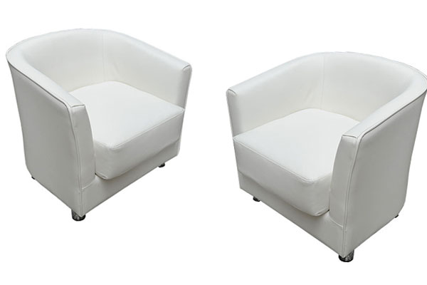 Monaco white leather club chair