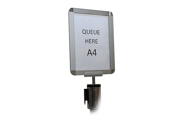 A4 sign holder for chrome Tensabarriers