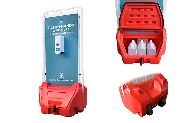 Two sided outdoor hand sanitiser dispenser stations