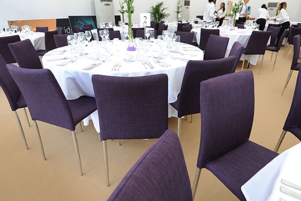 Purple Rio chairs produce an engaging and welcoming event space