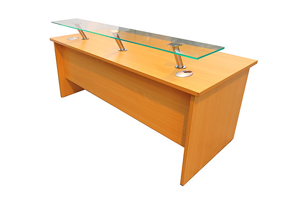 Reception desk with front perspex shelf