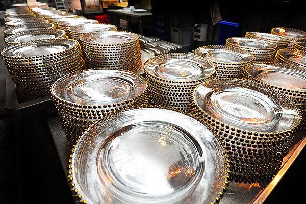 Rent gold beaded glass plates for special occasions