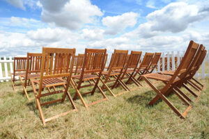 Rent outdoor hardwood furniture in large quantities