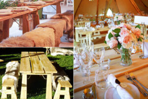 Rustic table & bench sets