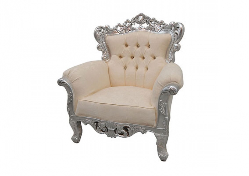 Ornate silver wedding armchairs for hire