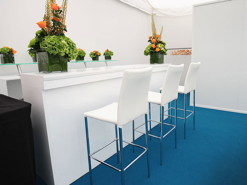 White Rio stools provide an elegant and professional finish