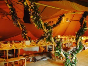 What should I consider when hiring rustic or trestle tables for an event
