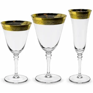 Patterned Gold Rim Glassware Set Hire